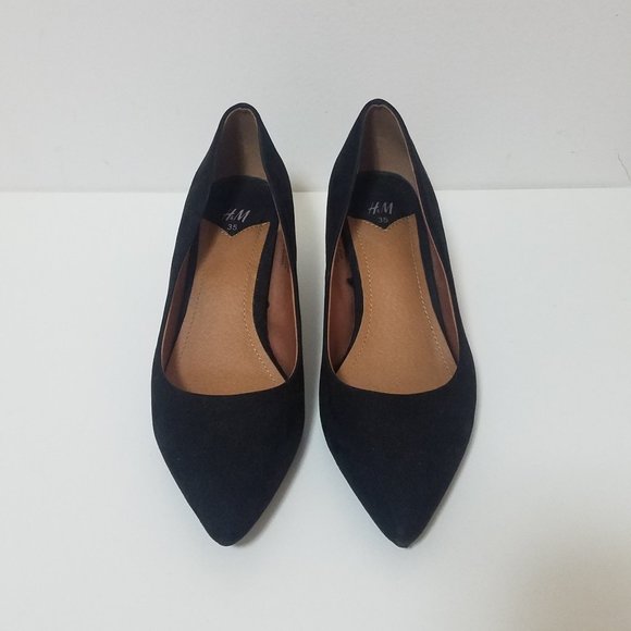 H&M BLACK Classic Suede Pointed Toe Low Heels - Picture 2 of 5